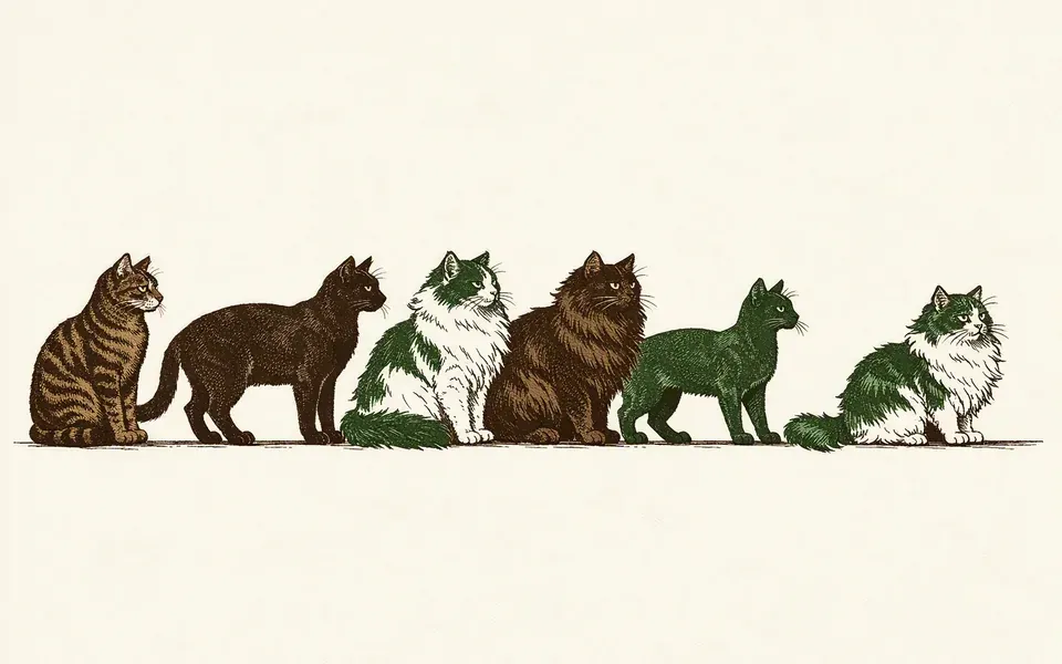 Planche gravée de races de chats du Registre animalier